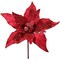 Set of 3: Vibrant Red Velvet Poinsettia Flower Stems | 11" Wide | 10 Lifelike Silk Petals | Festive Holiday Decor | Christmas Flowers | Home & Office Decor